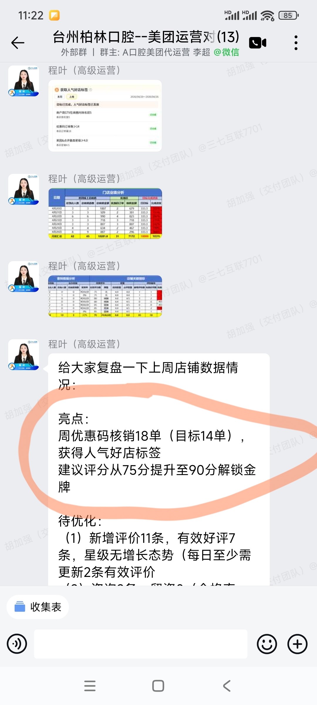 台州某口腔（美团周核销18单·人气好店）数据截图